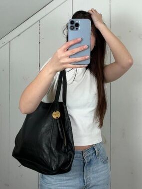 Margot New York Black Marcy Tote Genuine Leather Shoulder Bag Multi Compartment